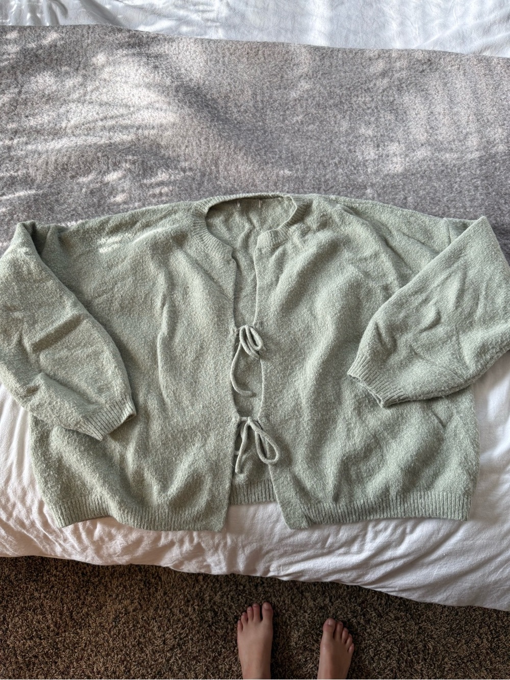 T.J.Maxx Light Sage Tie-Front Women's Cardigan